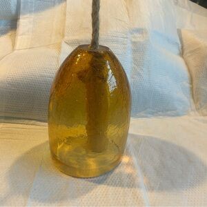 Handblown Amber Glass Bell Chime with Wood Clacker 5x8”